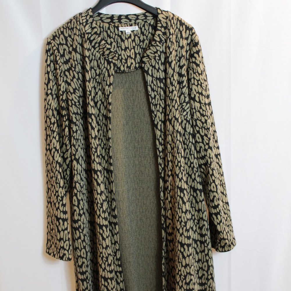 Notations Black and Tan Duster Cardigan Size 1X